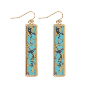 Gold and Turquoise Hook Bar Drop Earrings E7